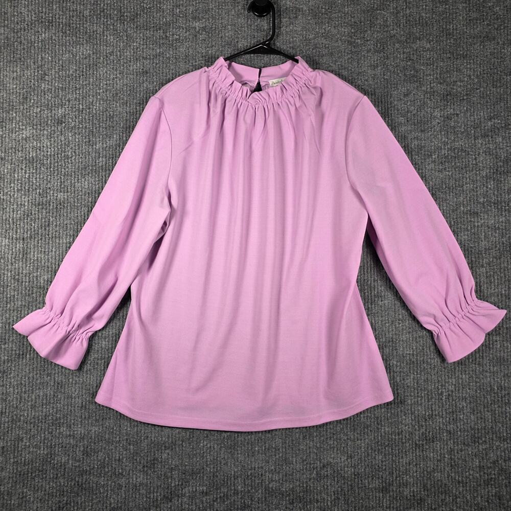 Paintcolors Womens XXL Lilac‎ Ruffle Mock Neck Long Sleeve Blouse Top